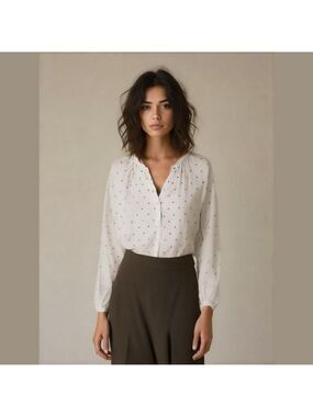 Old Navy Polka Dot Long Sleeve Pullover Tunic Blouse